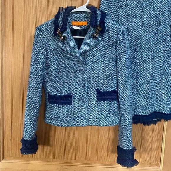 Cynthia Steffe Blue Tweed Skirt Set - Picture 10 of 12